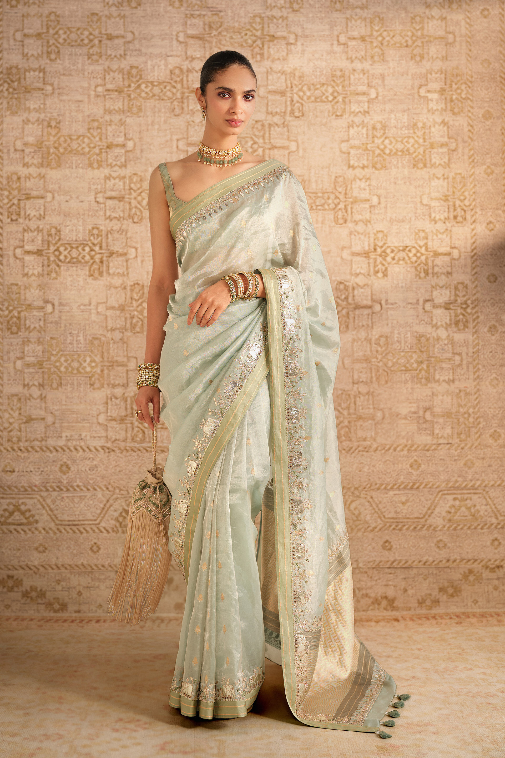 Asvitha Handwoven Benarasi Silk Saree - Sage